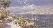 Charles rowbotham Lake como with Bellagio in the Distance (mk37) oil painting